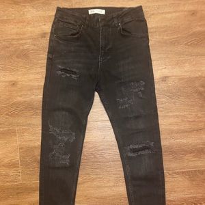 Mens Zara Black ripped Skinny Jeans Size 30